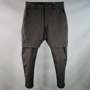 CH. Size 32 Charcoal Grey Wool Blend Twill Layered Button Fly Casual Pants